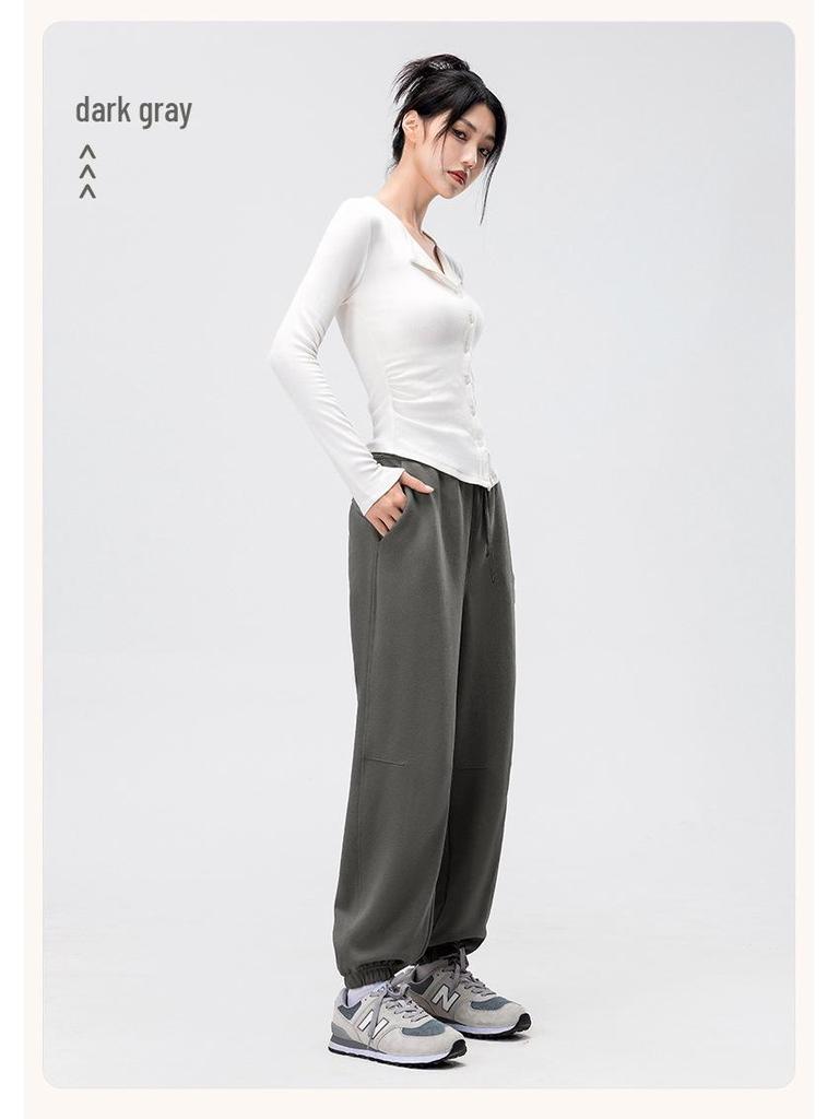 Women's Fleece-Lined Harem Pants: High Waist, Cuffed, Solid Color Sweatpants for Autumn/Winter