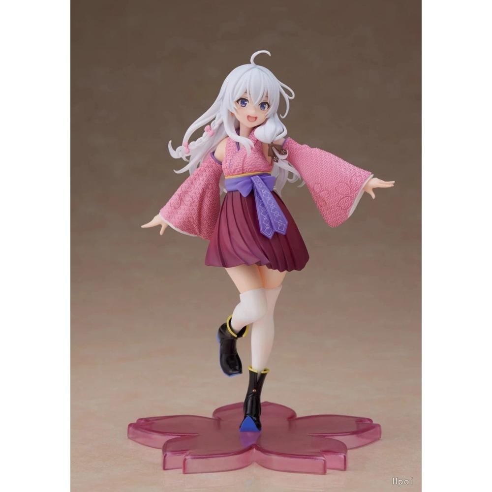Anime Wandering Witch: The Journey Elaina Different Color Figure Cute Standing On One Foot Kimono Knee Socks Model Toys Gifts