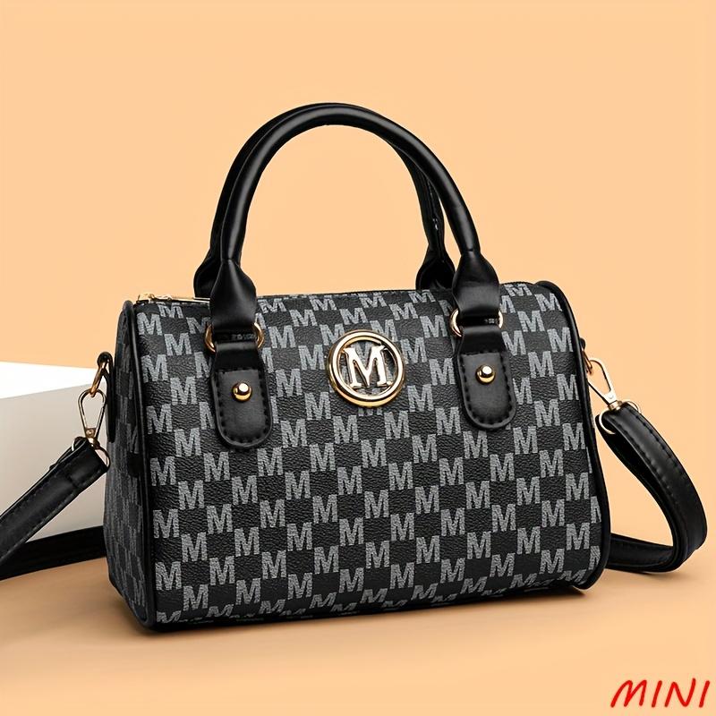 

Идеальная женская мини-сумка через плечо с золотой монограммой M , из синтетической искусственной кожи, сумка-кроссбоди для работы, путешествий, вечеринок, подарок