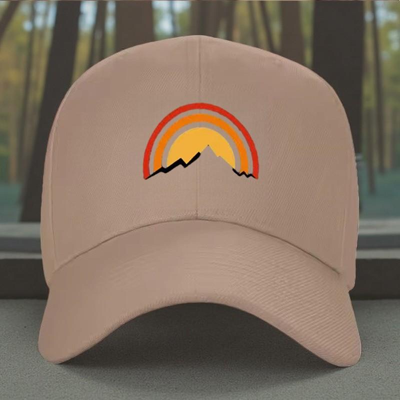 Mountain Rainbow Print Baseball Cap Unisex Adjustable Outdoor Sun Hat Breathable
