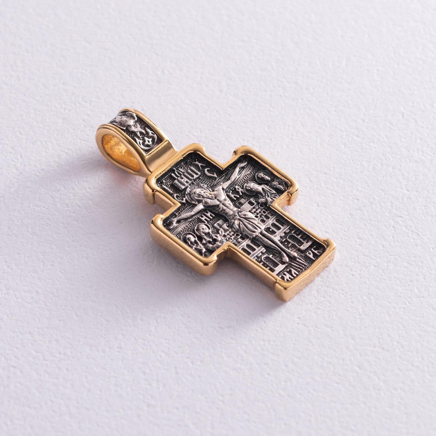 

Срібний православний хрест Розп яття. Св. Микола Чудотворець із позолотою Oniks срібний