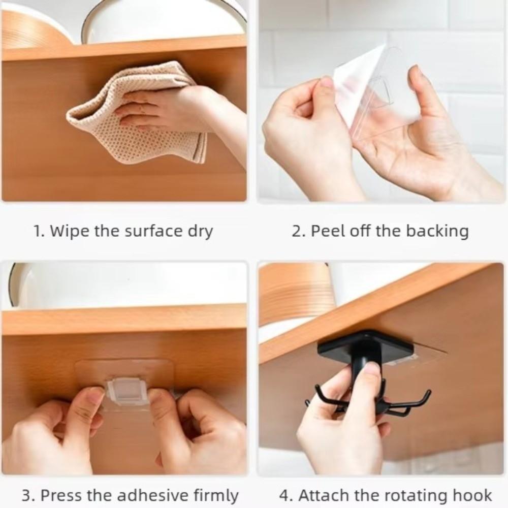 6-Claw Rotating Storage Rack 360 Degrees Multifunctional Shelves Kitchen Hooks Kitchen Organizer