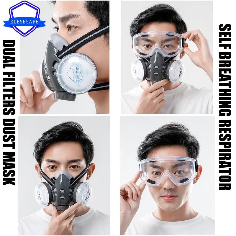 Cotton Filters Half Face Dustproof Respirator Safety Glasses For Daily Haze Carpenter Polishing Safety Protection Work Face Mask
