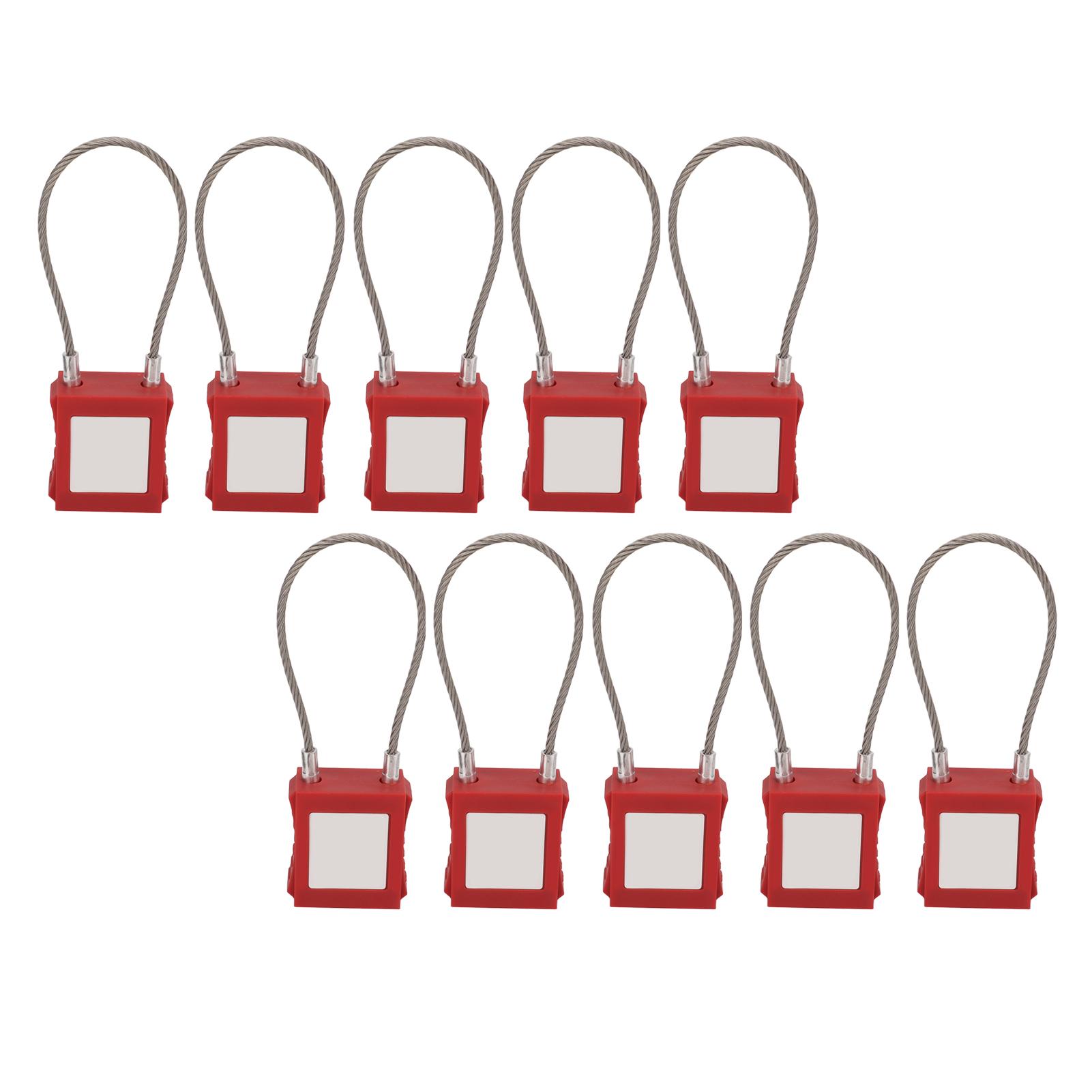 

10 Sets Lockout Tagout Cable Lock with Key Stainless Steel Electrical Padlock for Equipment Maintenance