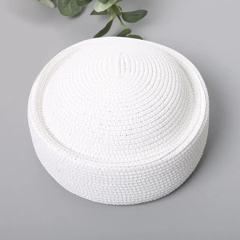 French Beret Hat Women Straw Cap Summer Circle Woven Sun Hat Church Derby Party Hostesses Pillbox Hat Millinery Fascinator Base