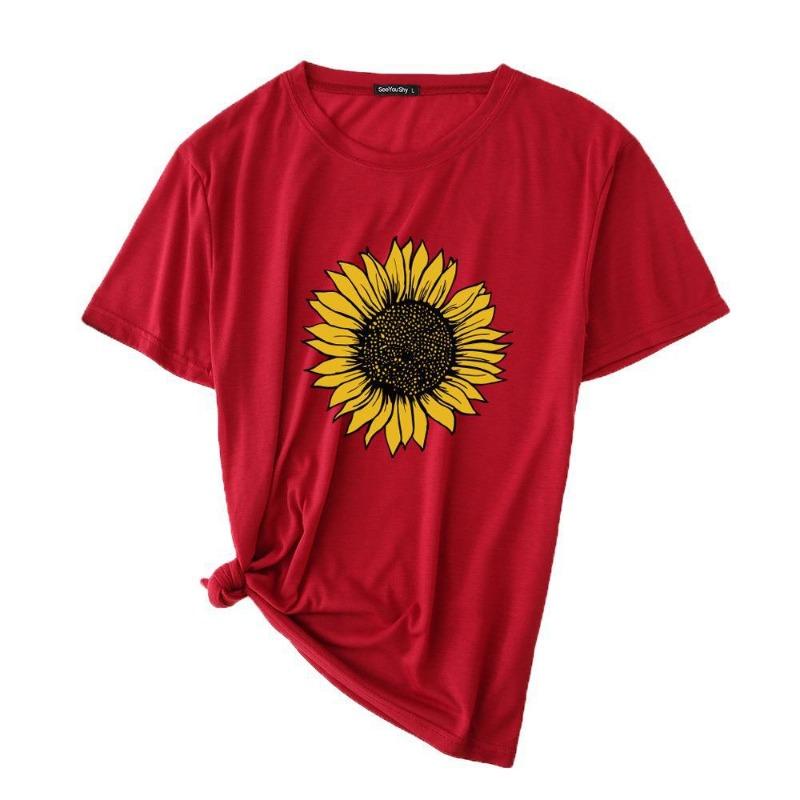 Sunflower Women's 3D Digital Printed Short Sleeved Pure Cotton T-shirt