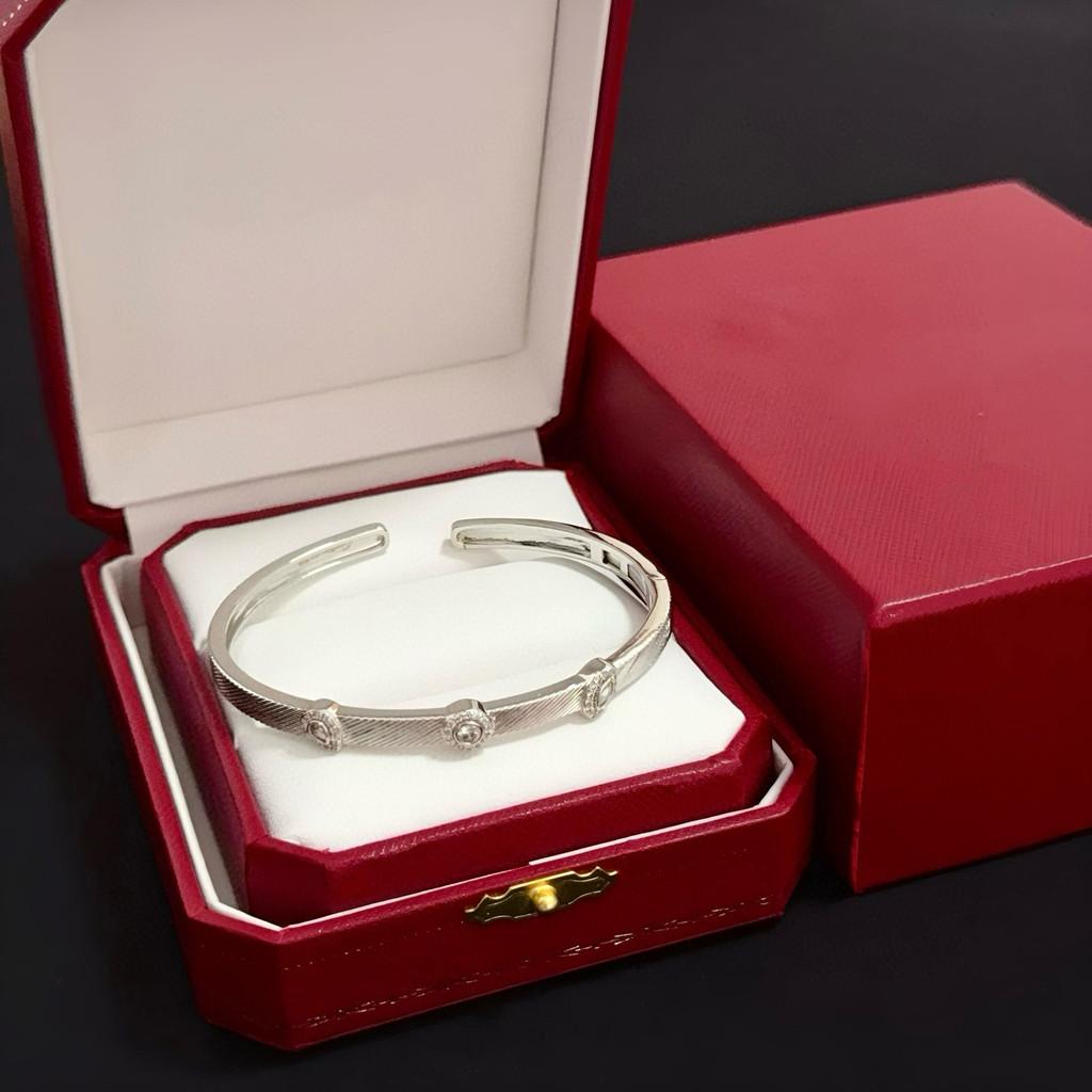 Diamond Bracelet High end Customized Version Inlaid with Diamond Craftsmanship V Metal Material Unisex Men and Women Gift