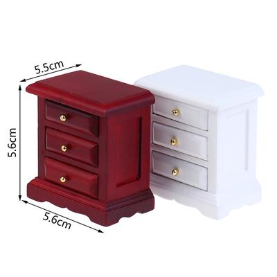 1:12 Dollhouse Miniature Bedside Cabinet Drawer Cabinet Doll House Bedroom Decor