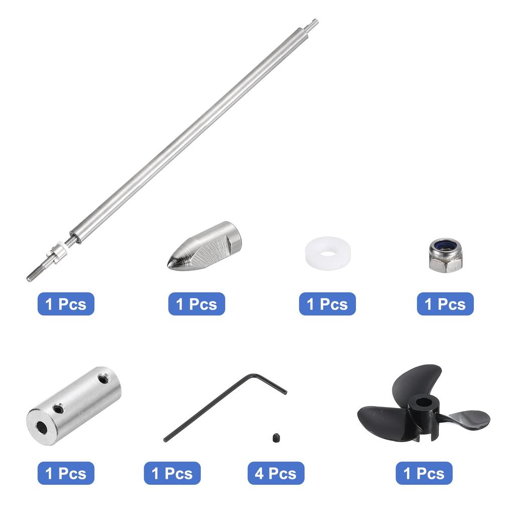 uxcell RC Boat Drive Shaft W Propeller and Coupling Joint Assembly Kit, 300mm Shaft, 25mm Sleeve, 36mm Three-Propeller, 3.17mm Motor Shaft