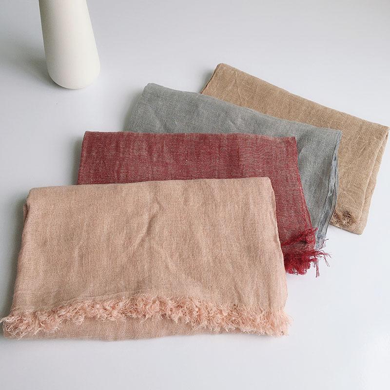 Japanese Pure Linen Thin Solid Color Scarf Spring And Autumn New Versatile Men And Women's Shawl Sunshade Scarves