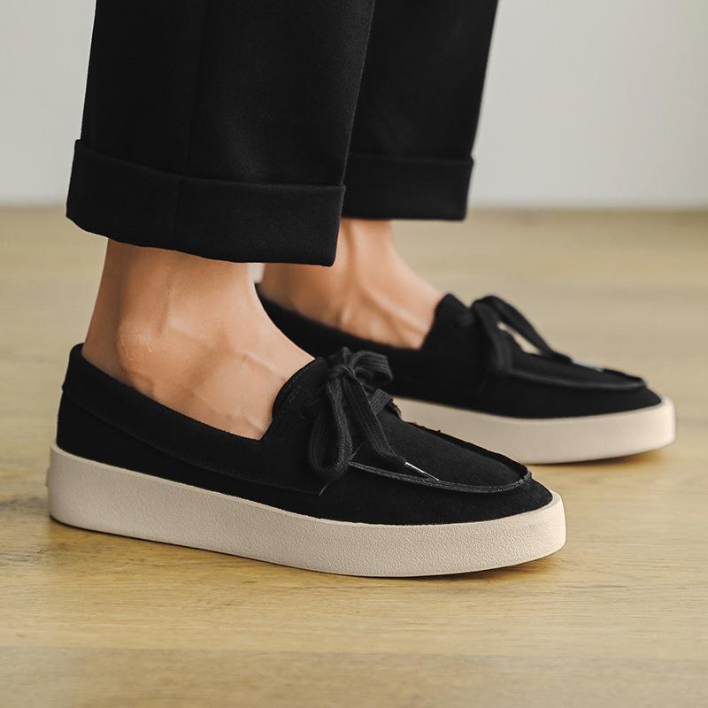 Fashion 2025 New Men's Retro Velvet Bow Flat Shoes Fashion Bow Loafer Men Outdoor Slip On Moccasin Driving Shoes Zapatos Footwae Male