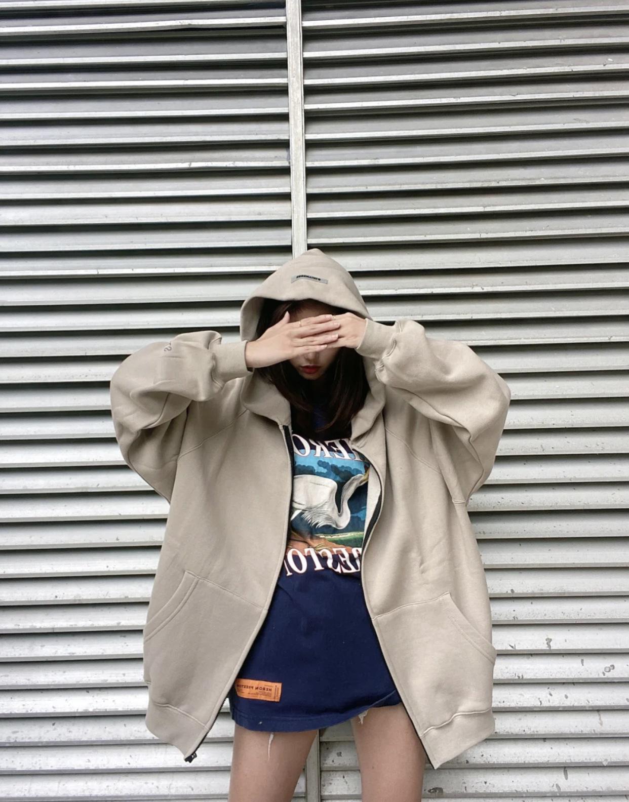 

Autumn/Winter Essential Loose Hooded Zip Sweatshirt for Couples M (120-145 lbs)