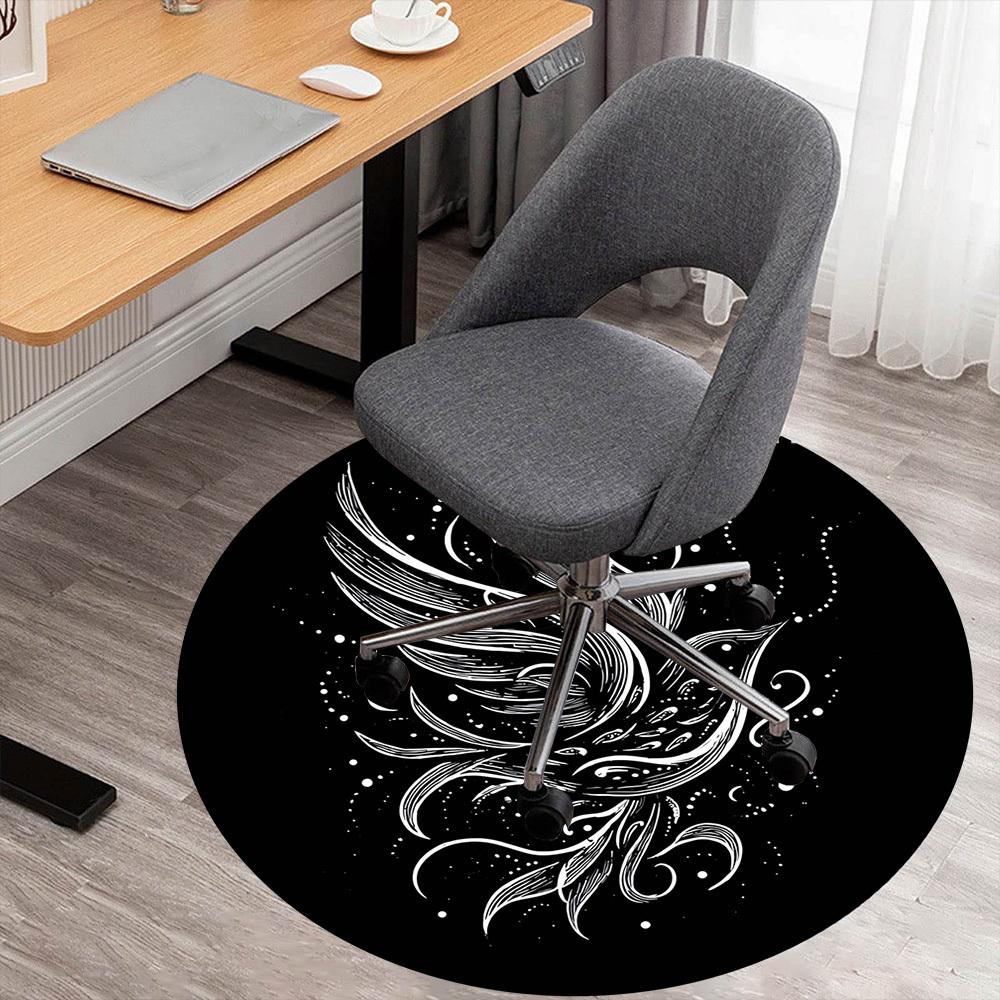 

1pc Wings Space Round Chair mat Area Rug - Non-Slip, Floor Mat for Office, Bedroom, and Indoor Decor -1002032 80cm by 80cm