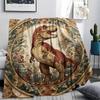 Dinosaur Print Flannel Blanket, High quality Comfortable for All Seasons, Home Decor, Warmth and Comfort, Perfect for Christmas Gifts