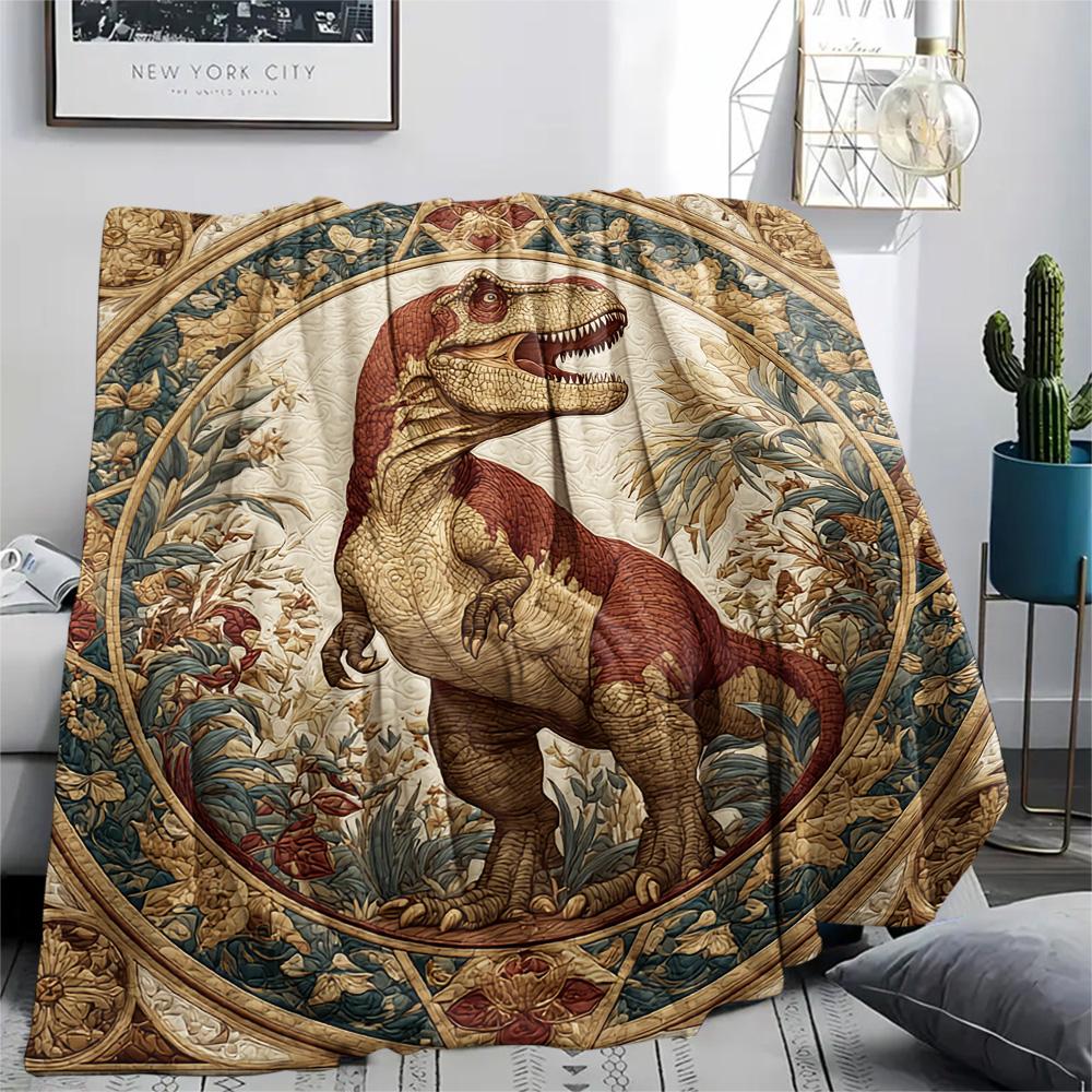 Dinosaur Print Flannel Blanket, High quality Comfortable for All Seasons, Home Decor, Warmth and Comfort, Perfect for Christmas Gifts