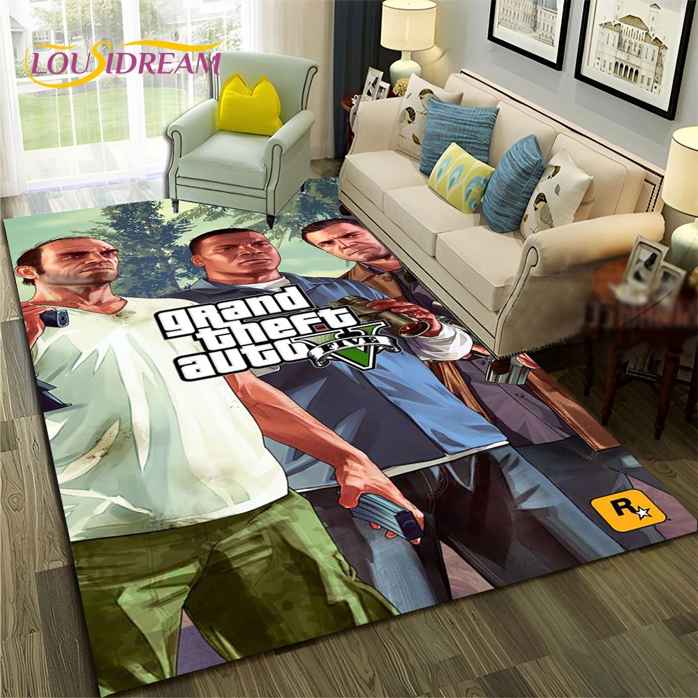 GTA 3D Spiele Grand Theft Auto Gamer Teppich Teppich für Zuhause Wohnzimmer Schlafzimmer Sofa Fußmatte Dekor, Kinderbereich Teppich Rutschfeste Bodenmatte