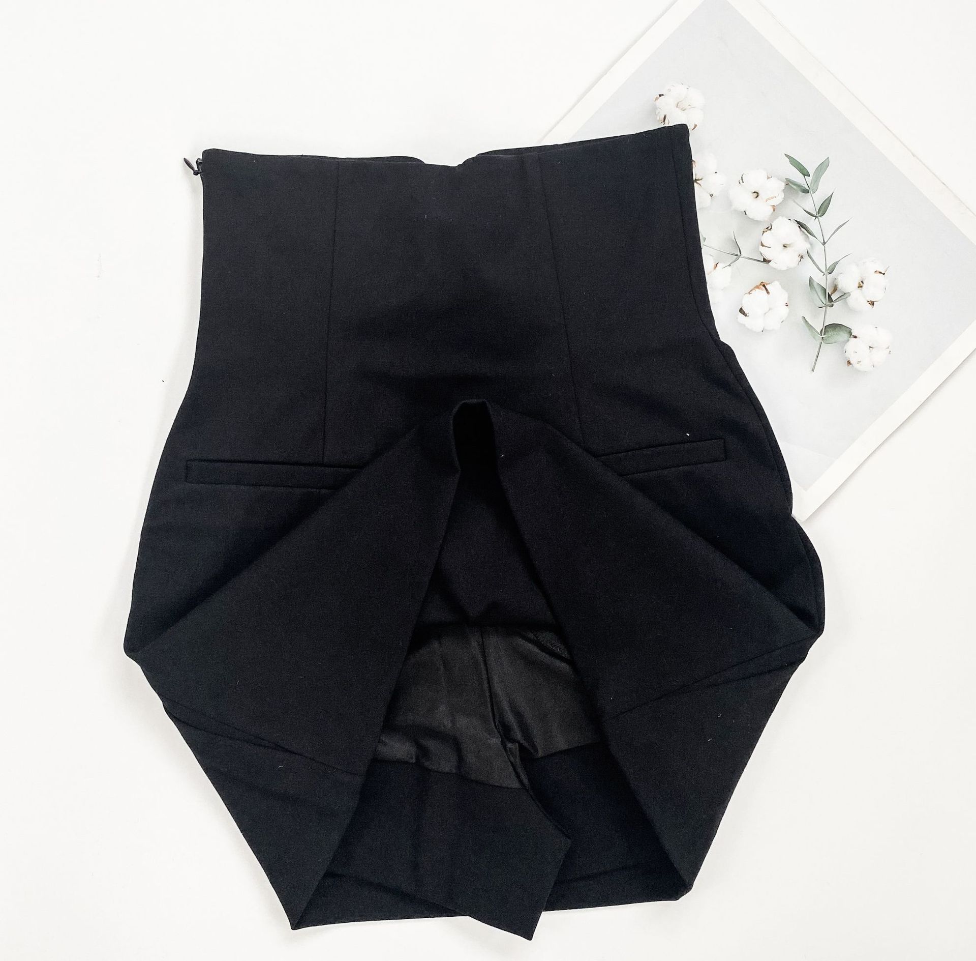 

Юбка с высокой талией против потери Y2k, сексуальная мини-юбка, летняя женская облегающая юбка со складками выше колена, модная, элегантная, темпераментная S чёрный