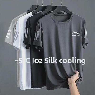 Schnelltrocknendes, schmales und lockeres Herren-T-Shirt mit Rundhalsausschnitt, kurzen Ärmeln und Netzärmeln im vielseitigen Sportstil.