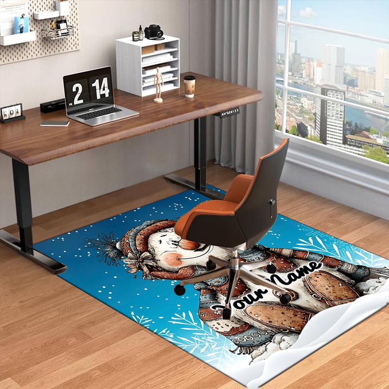 1PC Custom Name Snowman In Winter Wonderland Theme Floor Mat Ideal for Living Room, Game Rooms, Office, Bedroom,Floor Mat Playful Design89