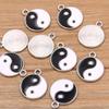 DIY Alloy Jewelry Accessories: White KKC Oil Drop Tai Chi Bagua Black & White Pendant Beads