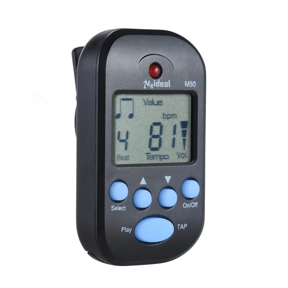 M50 Mini Metronome Professional Clip-on LCD Digital Rhythm Metronome for Guitar Violin Bass Stringed Instrument Accessories чёрный