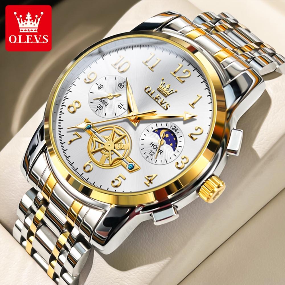 OLEVS Brand Watch Multi Functional Waterproof Quartz Watch Moon Phase Luminous Men's Watch 2903
