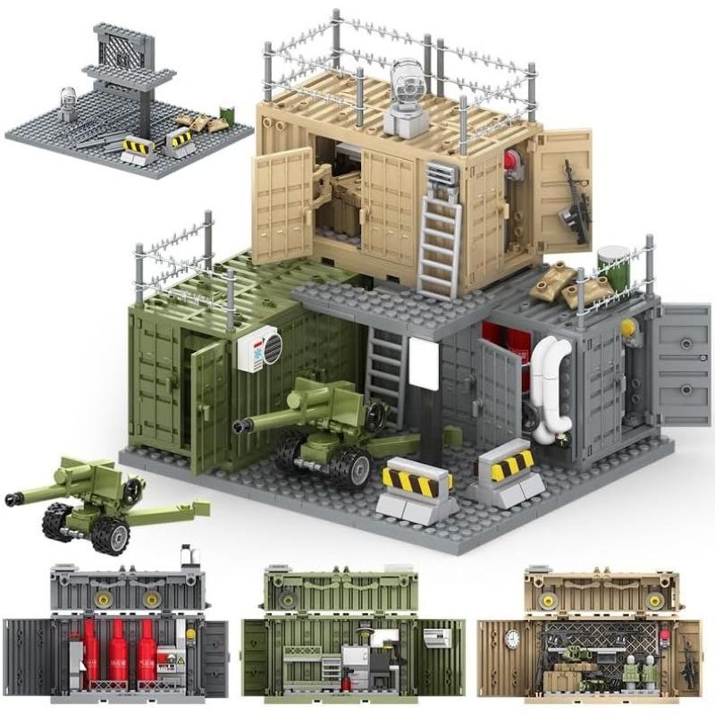Weltkrieg 2 WW2 Armee Militär Soldaten SWAT Container Waffe Kanone Basis Modell Bausteine Ziegel Kinder Spielzeug Geschenk