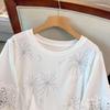 Plus Size Women's Loose Round Neck Mid-Length Short Sleeve T-shirt, Sizes 200/300/350 Jin, Bust 150/160.