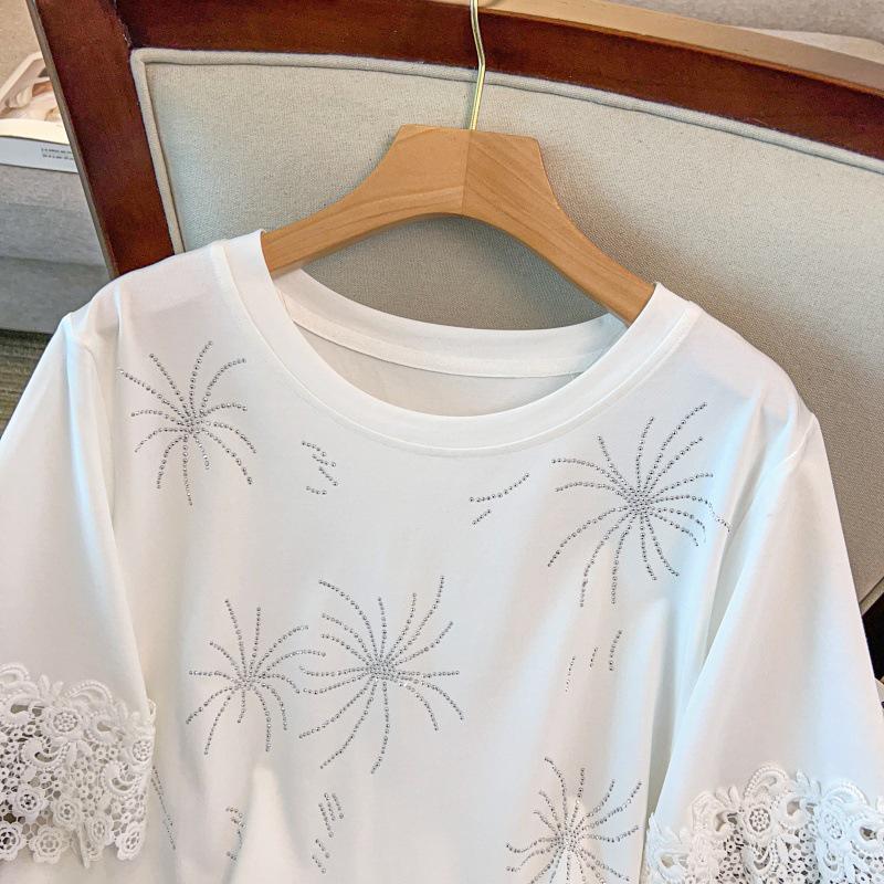 Plus Size Women's Loose Round Neck Mid-Length Short Sleeve T-shirt, Sizes 200/300/350 Jin, Bust 150/160.