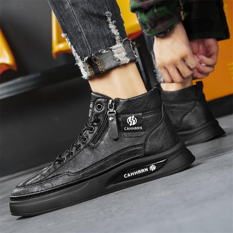 Men's Shoes New Autumn and Winter Breathable Men's Casual Leather Shoes Sports Work Board Shoes Internet Celebrity White Tide Shoes