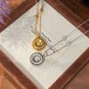 Full Diamond Brushed Ruyi Donut Necklace Double Sided Pull Premium Light Luxury Design Collarbone Chain