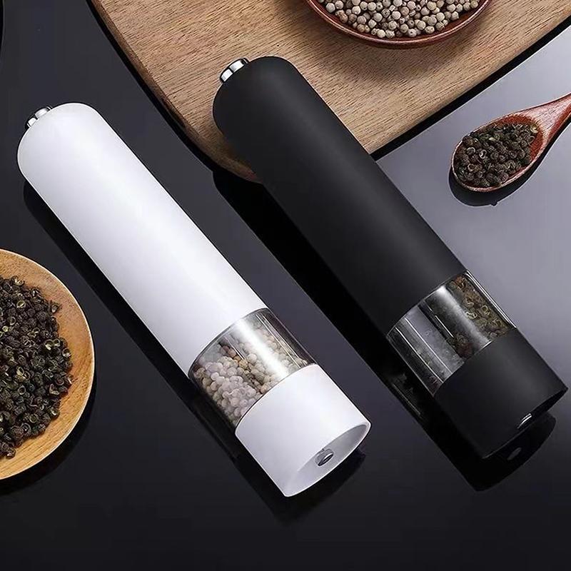 Macina Pepe e Sale Elettrico Automatico a Batteria con Luce LED Macina Spezie a Granulometria Regolabile Strumento da Cucina