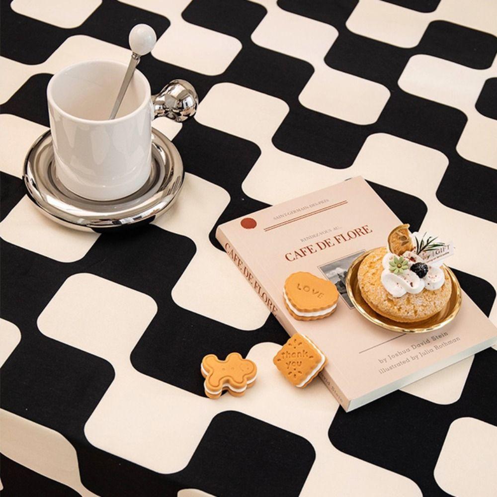 Cotton Plaid Tablecloth Korean Style Table Cover INS Checkerboard Tablecloth  Round Table