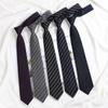 Black Tie Japanese Academy Style No-Iron Shirt with Decorative Bow Tie - Women DK Hand-Knit Grey Stripe for Men