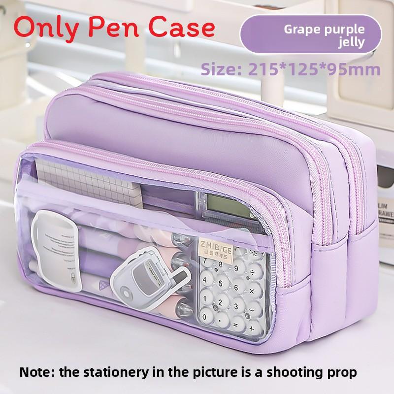 Transparent Pencil Case Large Capacity With Multi Function Design For Students And Office Use