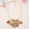 Metal Chain Enamel Floral Necklace Layered Charm Flower Pendant Necklace Ethnic Style Exaggerated Beads Clavicle Chain Gift