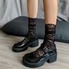 Spring and Autumn Women's Socks Peacock Pattern Lace Socks Korean Version Stacking Socks Bottom Boots Socks JK Hollow Princess Socks