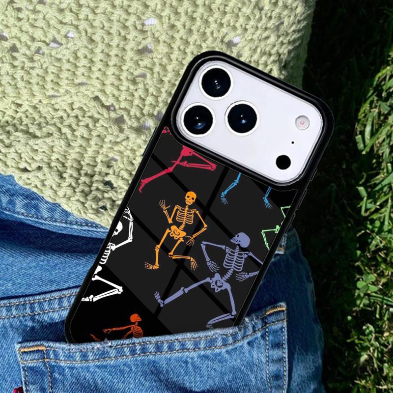 Spooky Skull Funny Dance Skeleton Phone Case For iPhone 17 AIR 16 Pro Max 15 14 Pro 11 12 13 Shockproof Silicone Cover