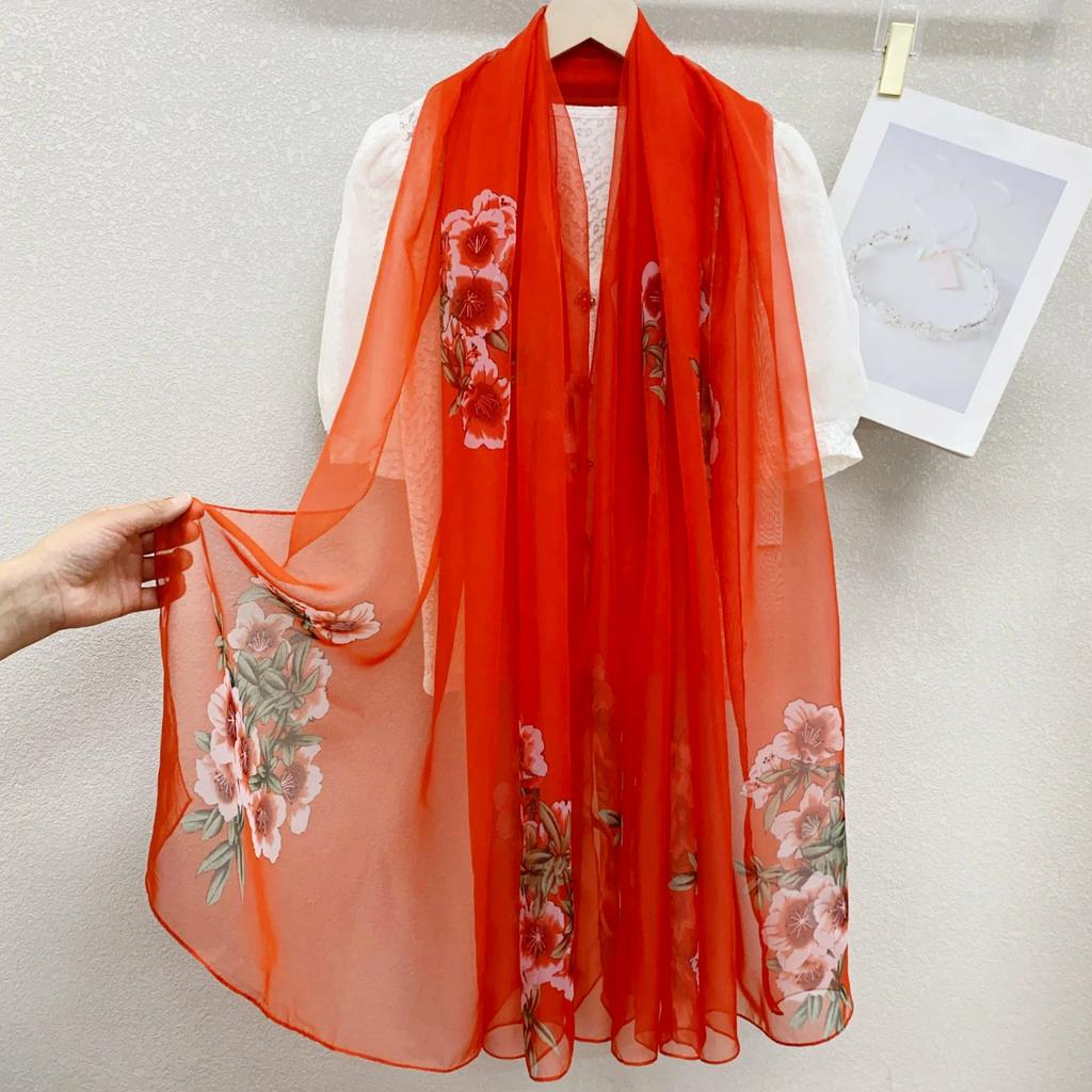 Luxury Silk Scarf Hijab Women Soft Warm Pashmina Neck Beach Stoles  Head Scarves Echarpe Shawl Large Wrap Echarpe Bandana