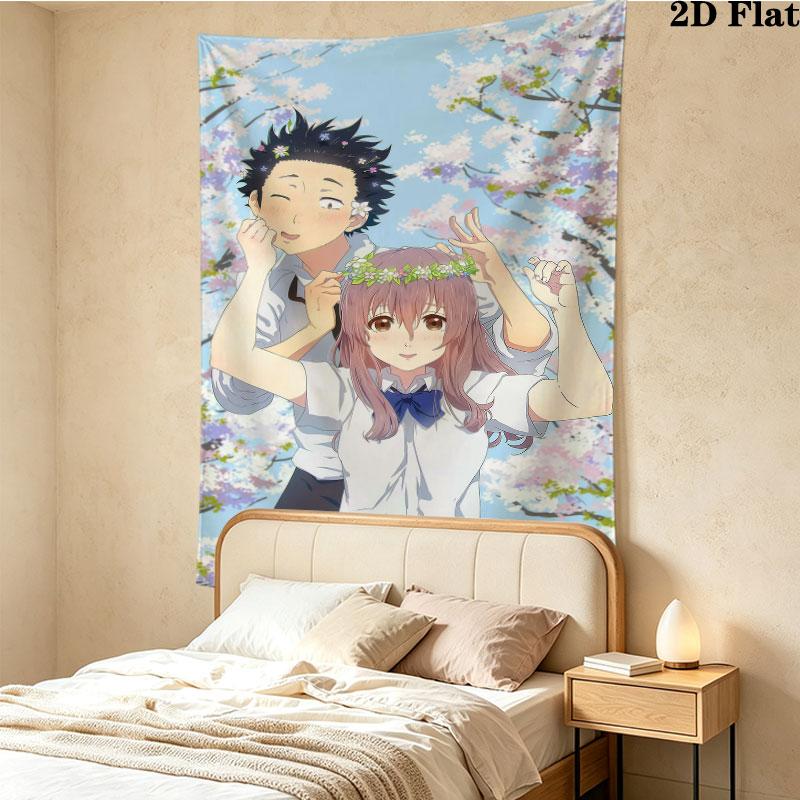 A Silent Voice Wall Tapestry Aesthetic Wall Hanging Printed Fabric Blanket Decorative Tapestries For Bedroom Living Room Home Decor