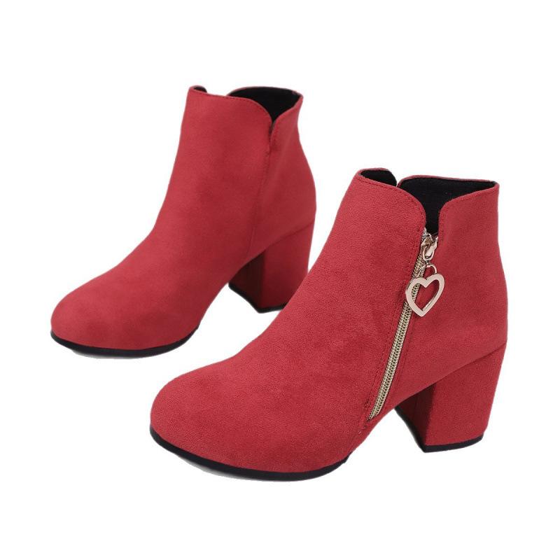 Autumn Fashion Women Platform High Heel Plus Size Shoes for Women 36-42 Casual Ankle Boots Pointed Toe Non-slip Boots