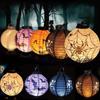 Led Paper Pumpkin Lantern Spider Bat Hanging Light Lamp Halloween Decor Party