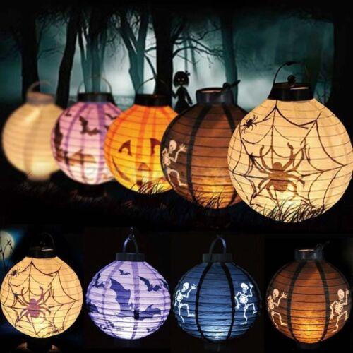 Led Paper Pumpkin Lantern Spider Bat Hanging Light Lamp Halloween Decor Party
