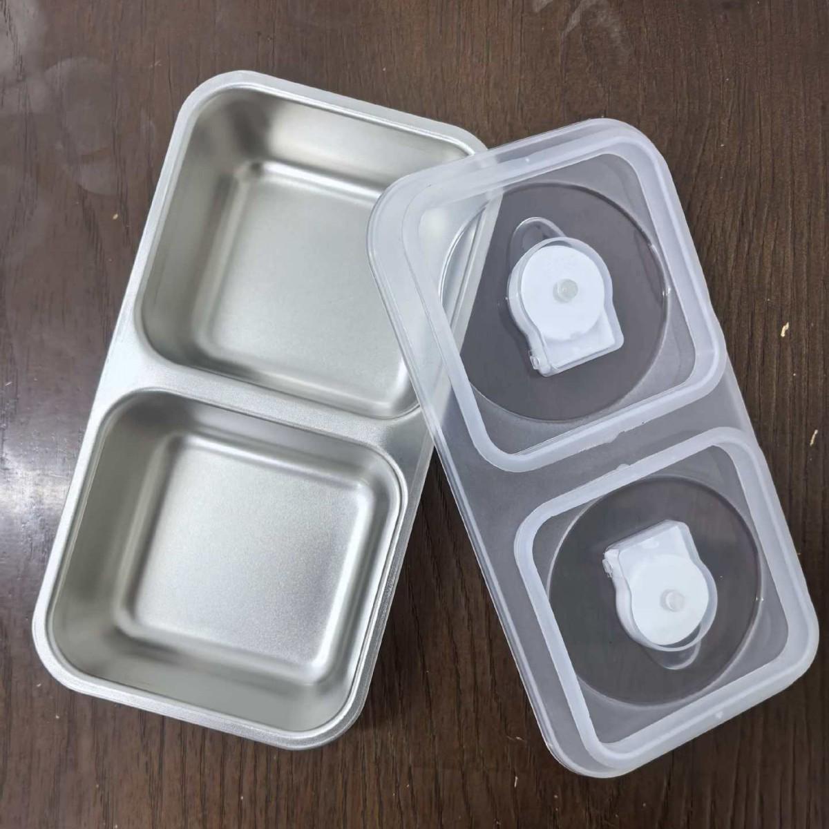 Stainless Steel Lunch Box with Silicone Compartments – Fresh-Keeping Rectangular Bento Container