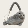 Borsa a Spalla Foca Morbida Soffice Carina Borsa Leggera per Telefono a Cartoni Animati Cinghie Regolabili Tessuto Peluche Borsa a Tracolla