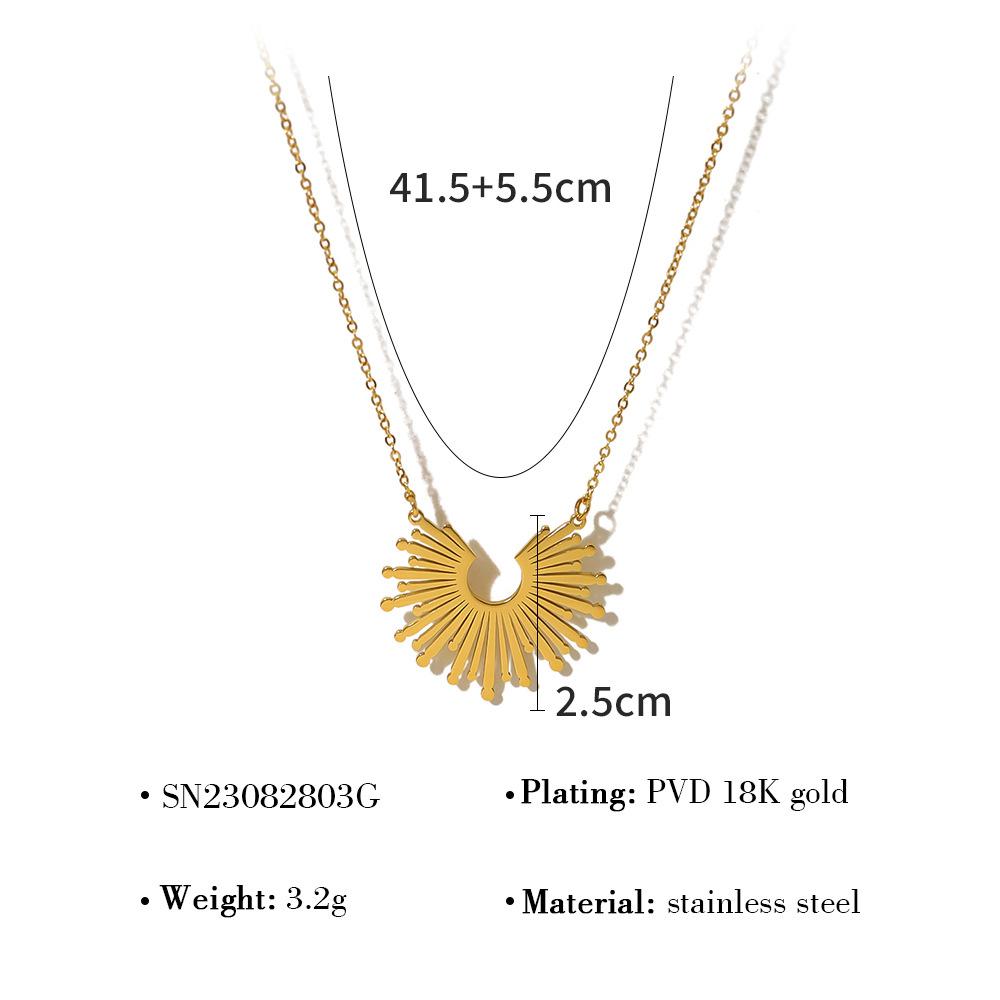 Wind Simple Sunflower Titanium Steel Women'S Short Necklace Radial Pattern Stainless Steel Necklace