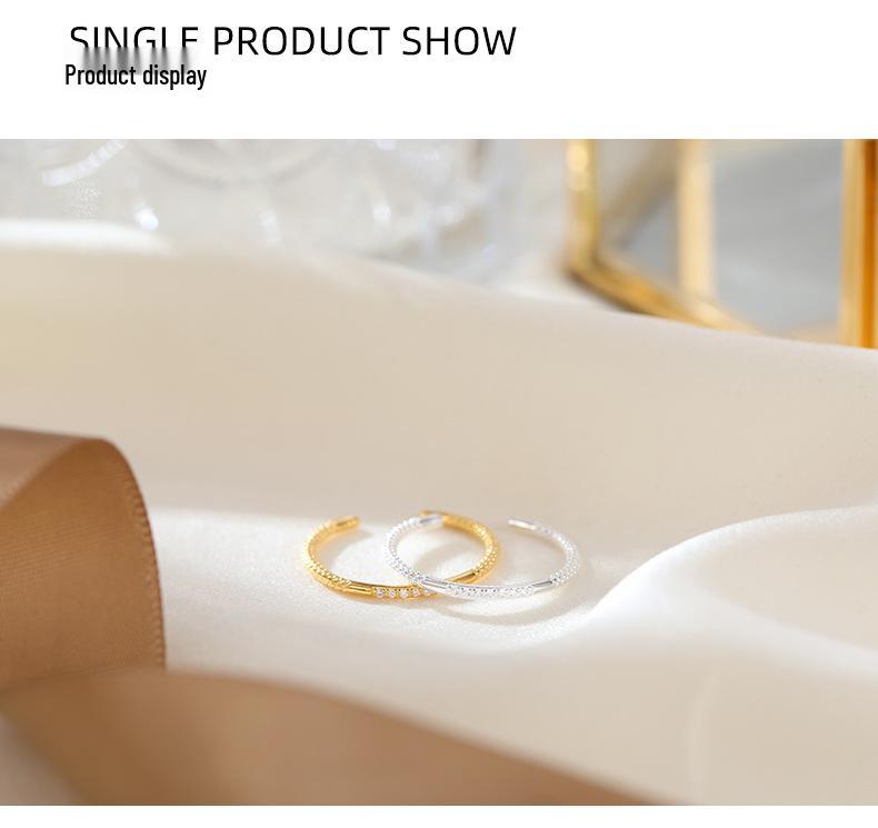 Banyan Tree Women's Simple Luxury S925 Silver Diamond Stackable Open Ring