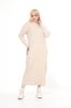 Women's Big Size Dress Green Half Turtleneck Knitted Knitted Dress