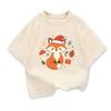 New Cute Cartoon Fox Printed Christmas Children's Gift T-shirt Summer Children's Short Sleeve Printed T-shirt  Kids Tops Clothes