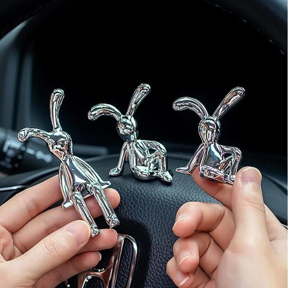 Cartoon Rabbit Decorative Ornaments Long Eared Rabbit Eco-friendly Plastic Car Interior Decoration Cute Electroplating